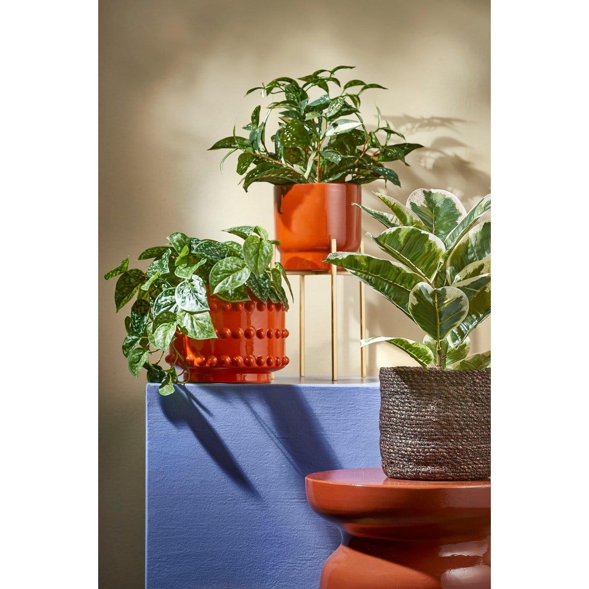 Mica Decorations Boaz Bloempot - H19 x Ø22 cm - Keramiek - Oranje