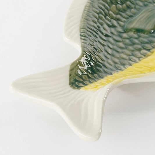 Mica Decorations Bord Vis - L29 x B14 x H2 cm - Keramiek - Donkergroen