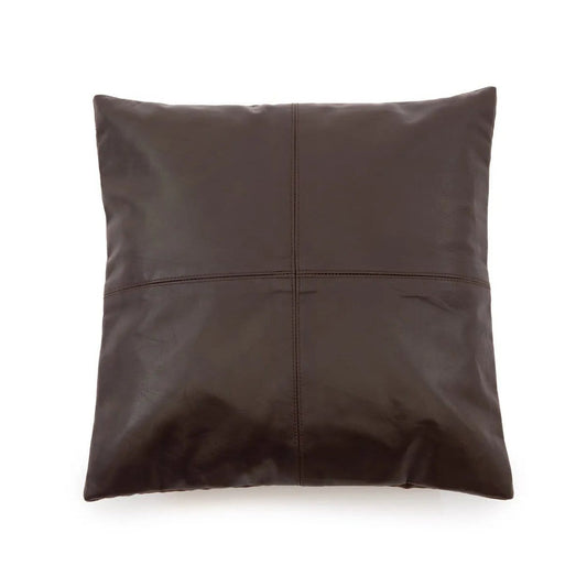 Bazar Bizar De leren kussenhoes met vier panelen - Choco - 40x40