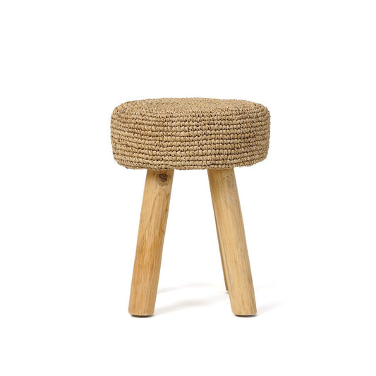 Bazar Bizar De Raffia Kruk - Natuurlijk