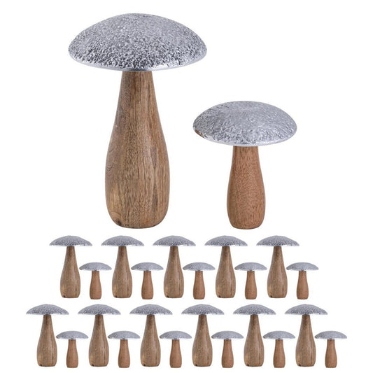 Voglrieder kreatives Wohnen Decoratieve figuren set van 2 paddestoelen H20/12x13/9cm standaard Masterbox 12x 2-delig mangohout