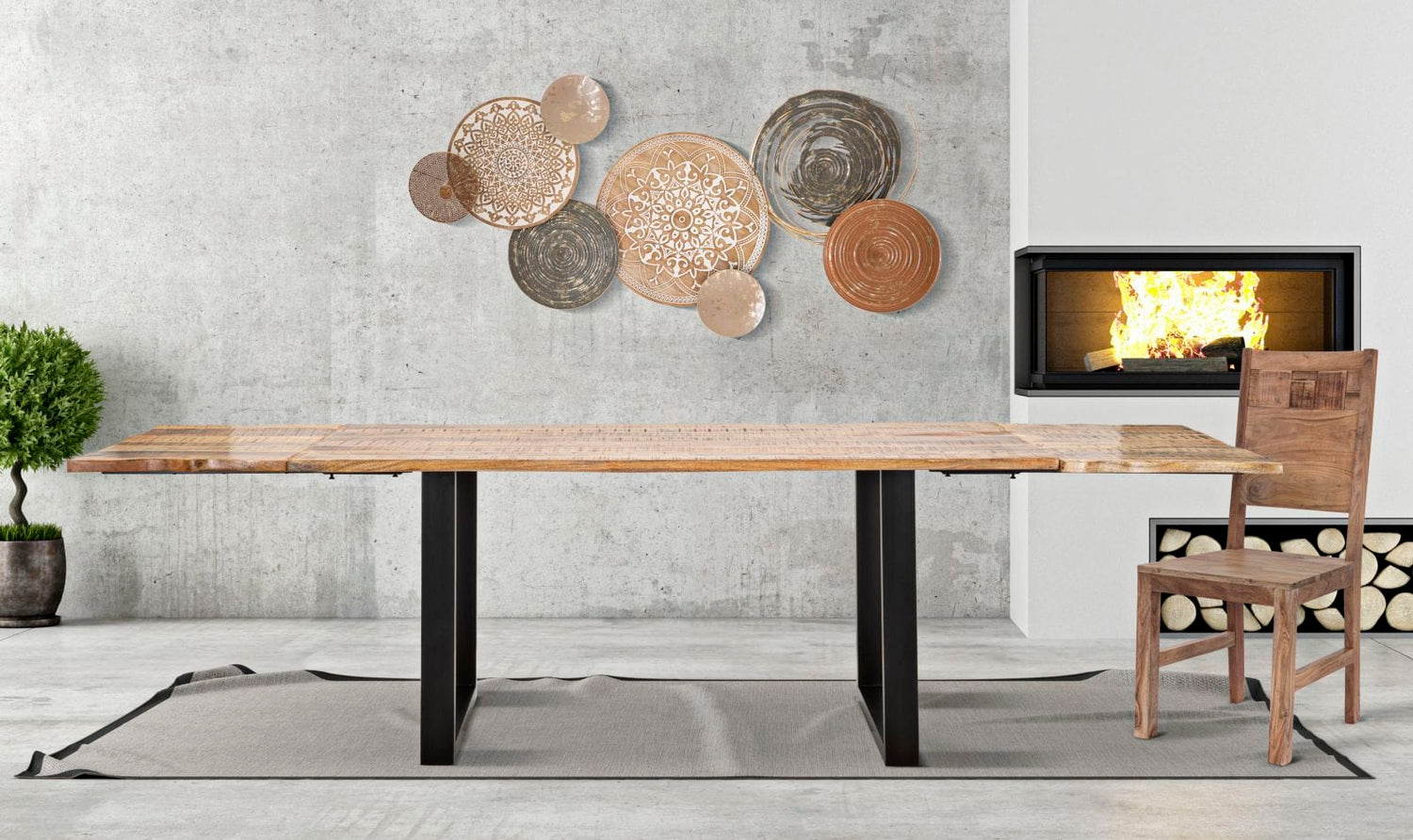 Mauro Ferretti DINING TABLE EDGE -EXTENDABLE- CM 180X90X77-TOTAL LENGHT 280 (MANGO WOOD)