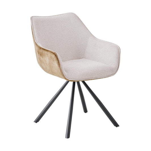 Criks Design Draaibare Eetkamerstoel met armleuning Amber Beige - Taupe - Set van 2