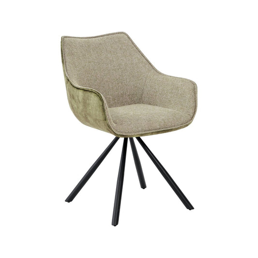 Criks Design Draaibare Eetkamerstoel met armleuning Amber Taupe - Groen - Set van 2