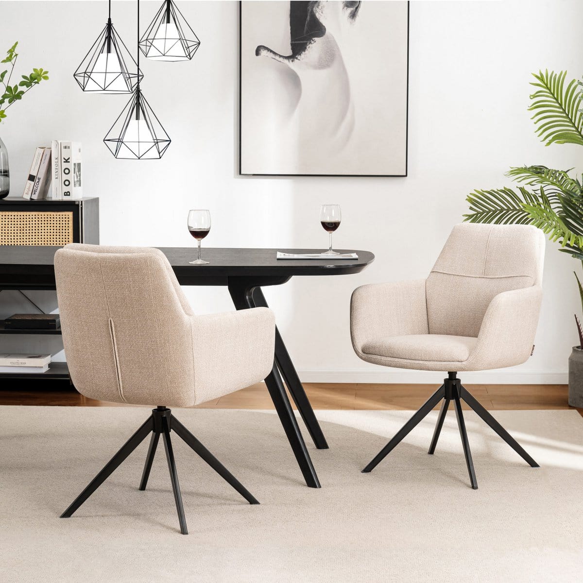 Criks Design Draaibare Eetkamerstoel Milou met armleuning Beige