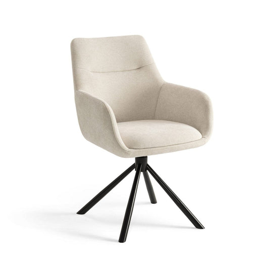 Criks Design Draaibare Eetkamerstoel Olivia met armleuning Beige Stof