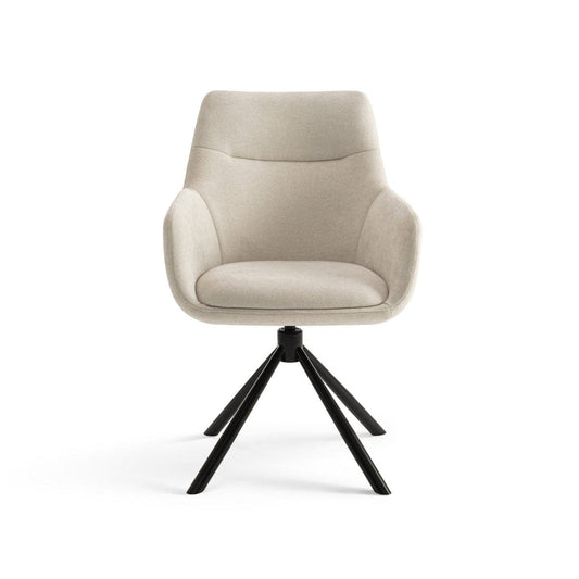 Criks Design Draaibare Eetkamerstoel Olivia met armleuning Beige Stof