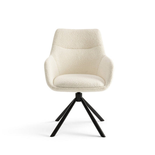 Criks Design Draaibare - Eetkamerstoelen met armleuning set van 2 - Olivia - Creme Boucle