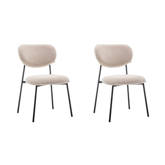 Criks Design Eetkamerstoel Amalia Teddy Beige Set van 2