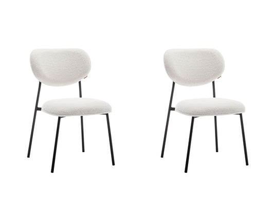 Criks Design Eetkamerstoel Amalia Teddy Creme Set van 2