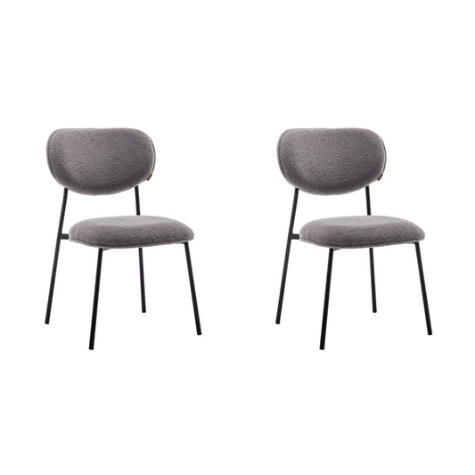 Criks Design Eetkamerstoel Amalia Teddy Grijs Set van 2