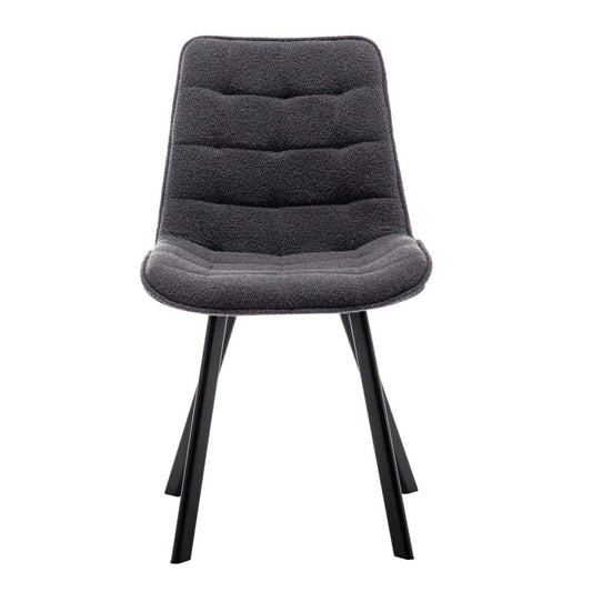 Criks Design Eetkamerstoel Felix Boucle Zwart Set van 2