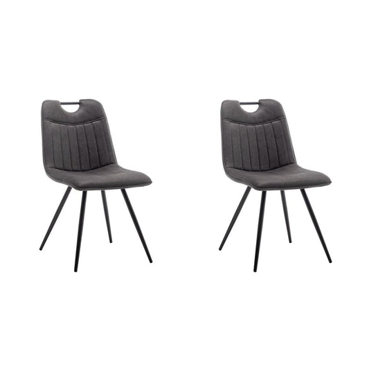 Criks Design Eetkamerstoel Leon Microvezel Antraciet Set van 2