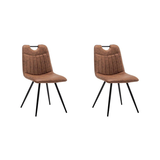 Criks Design Eetkamerstoel Leon Microvezel Cognac Set van 2