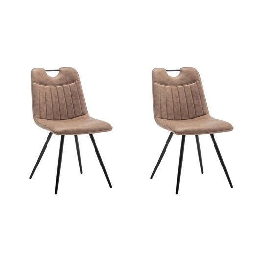 Criks Design Eetkamerstoel Leon Microvezel Taupe Set van 2