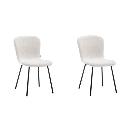 Criks Design Eetkamerstoel Luca Teddy Creme Set van 2