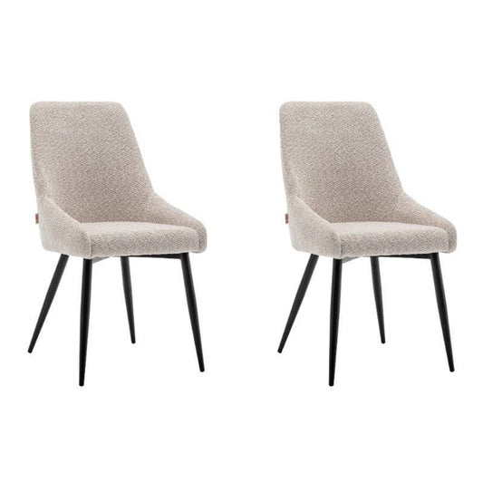 Criks Design Eetkamerstoel Oscar Boucle Beige Set van 2