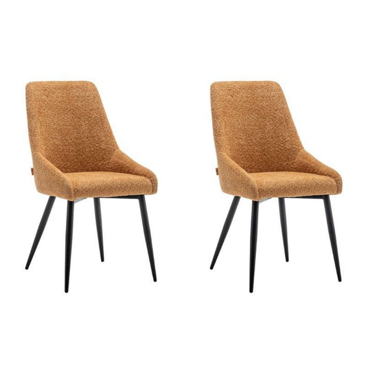 Criks Design Eetkamerstoel Oscar Boucle Geel Set van 2