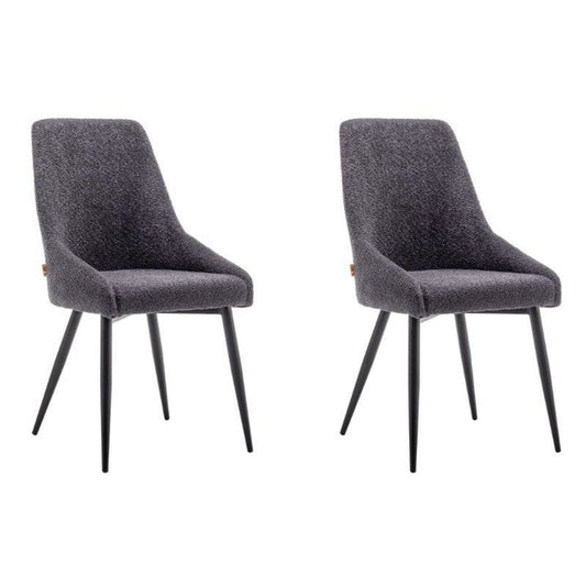 Criks Design Eetkamerstoel Oscar Boucle Zwart Set van 2