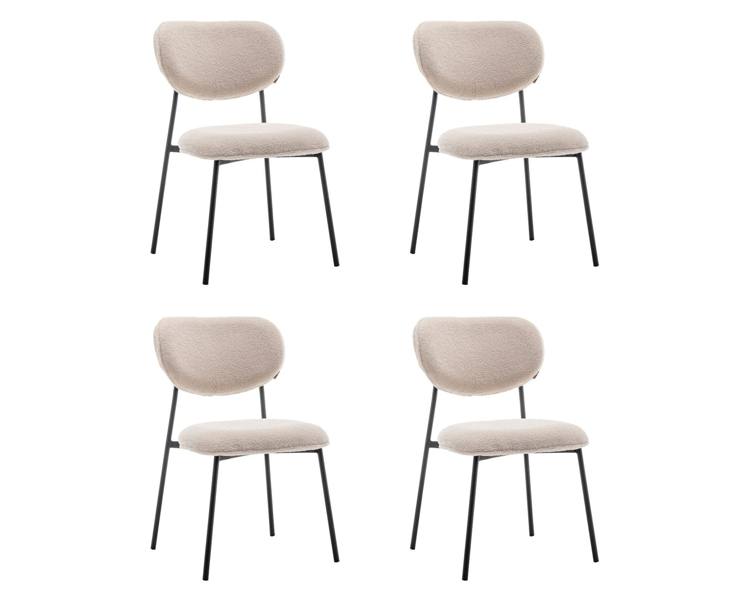 Criks Design Eetkamerstoel set van 4 - Amalia - Teddy Beige - Stof