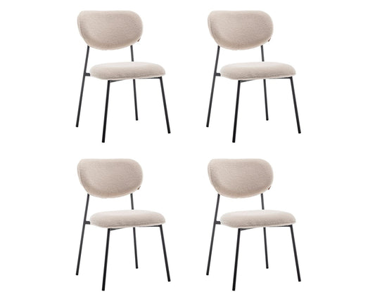 Criks Design Eetkamerstoel set van 4 - Amalia - Teddy Beige - Stof