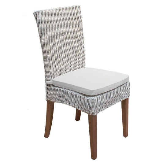 Voglrieder kreatives Wohnen Eetkamerstoelen rotan stoelen wintertuin Cardine 6 stuks wit met/zonder zitkussen wit linnen