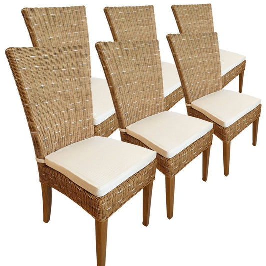 Voglrieder kreatives Wohnen Eetkamerstoelen rotan stoelen wintertuin rieten stoelen Cardine 6 stuks cappuccino