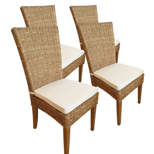 Voglrieder kreatives Wohnen Eetkamerstoelen rotan stoelen wintertuinstoelen rieten stoelen Cardine 4 stuks stoel capuccino