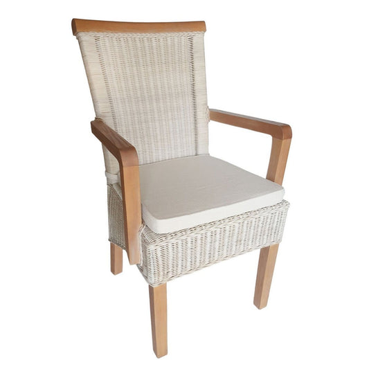 Voglrieder kreatives Wohnen Eetkamerstoelen set met armleuningen 2 stuks rotan stoelen wit Perth