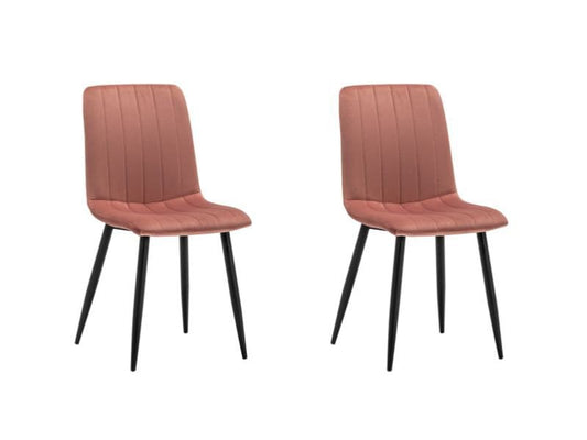 Criks Design Eetkamerstoelen Set van 2 Fox - Roze - Metaalpoot - Fluweel