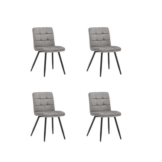 Criks Design Eetkamerstoelen set van 4 - Collin - Velvet Grijs - Fluweel