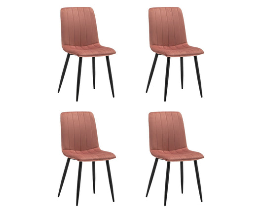 Criks Design Eetkamerstoelen Set van 4 Fox - Roze - Metaalpoot - Fluweel