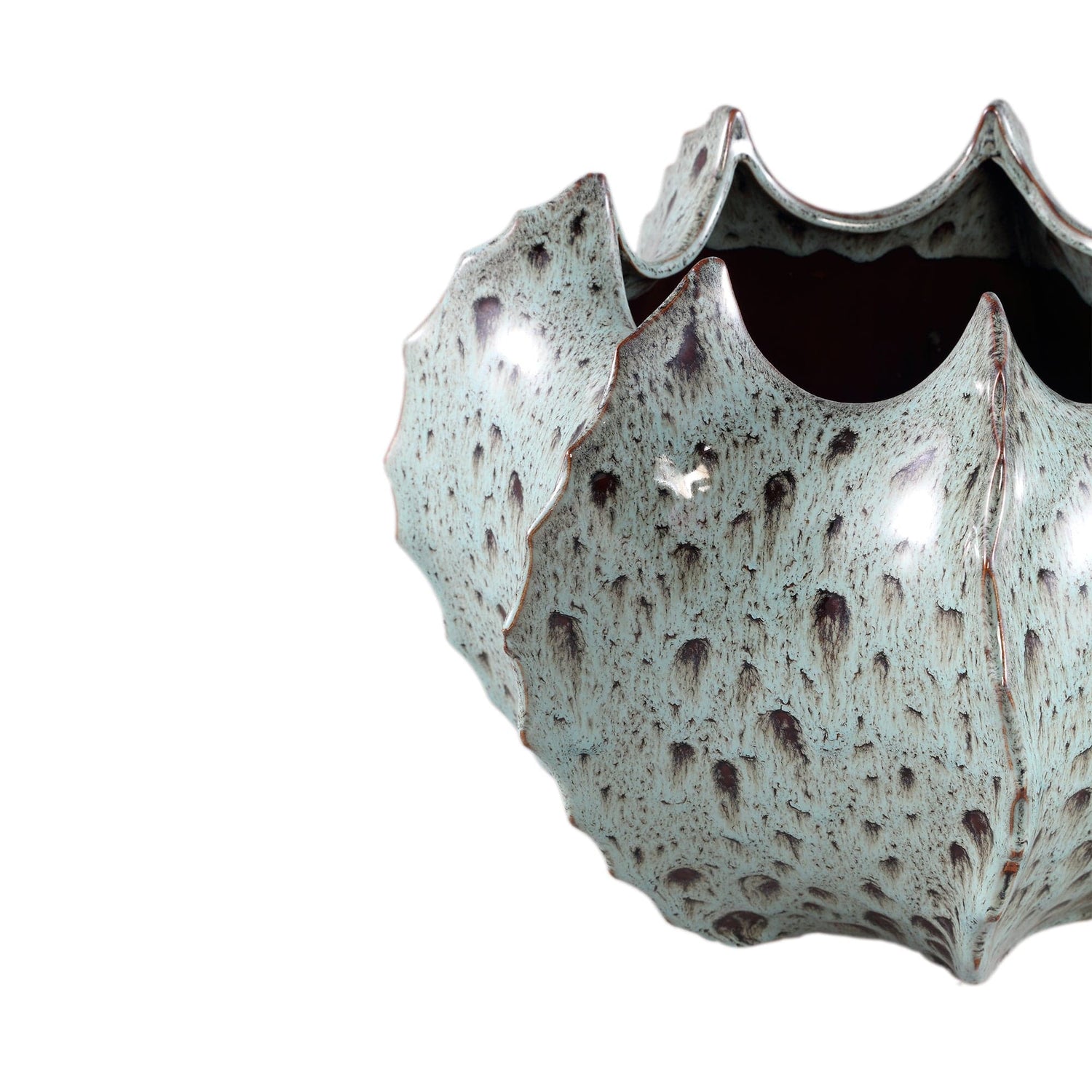 PTMD Emmaa Grijze keramieken pot geribbelde stekerand XL