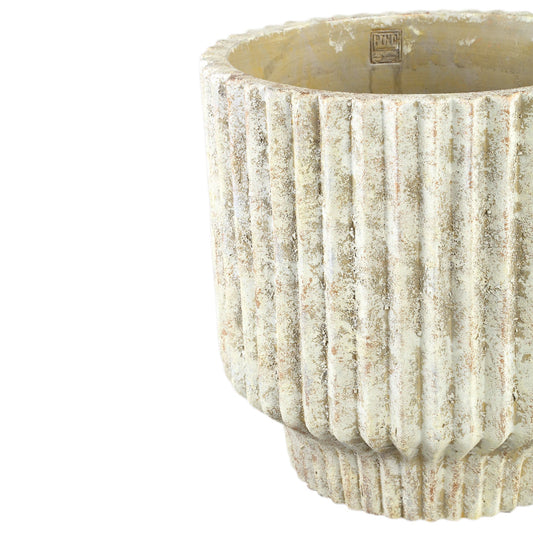 PTMD Gabriel Cream cementpot ronde lijnen XXL