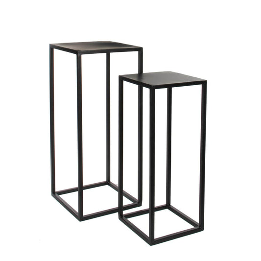 Mica Decorations Goa Bijzettafel - Set van 2 - L30 x B30 x H70 cm - Metaal - Zwart