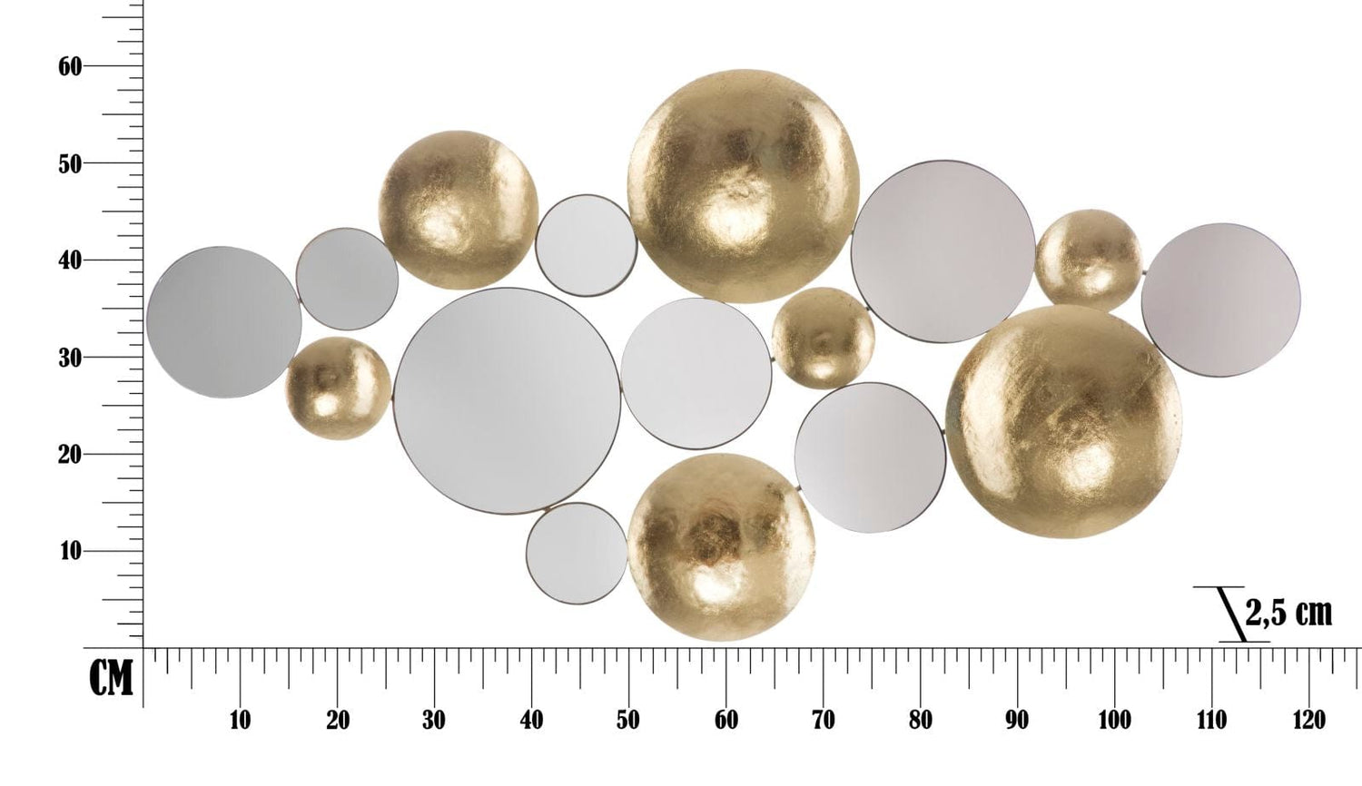 Mauro Ferretti GOLD PANEL MIRROR GLAM CM 118X2,5X60