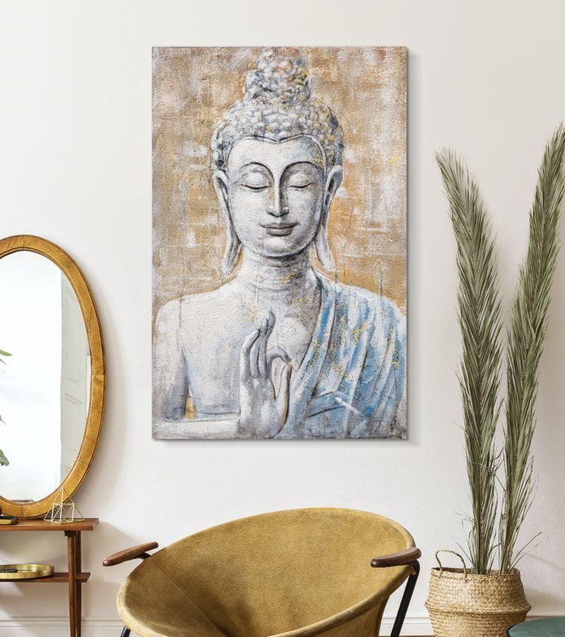 Mauro Ferretti HANDMADE WALL PAINTING BUDDHA LIGHT -B- CM 80X3X120