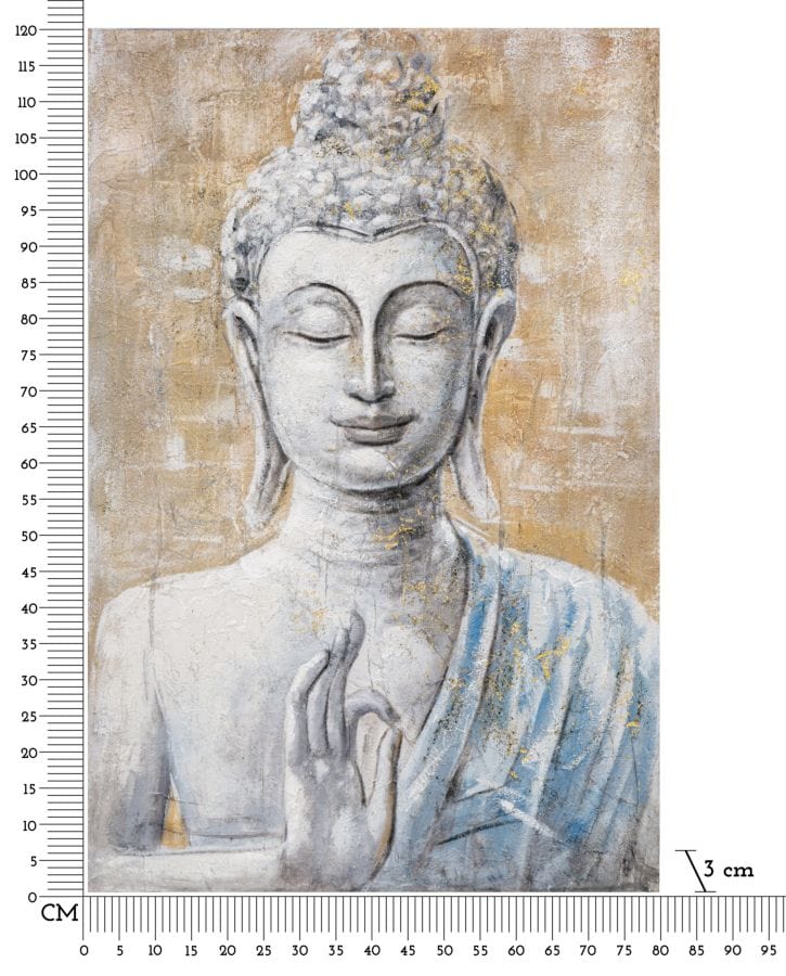 Mauro Ferretti HANDMADE WALL PAINTING BUDDHA LIGHT -B- CM 80X3X120