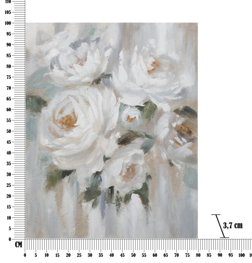 Mauro Ferretti HANDMADE WALL PAINTING CREM FLOWER CM 
 80X3,7X100