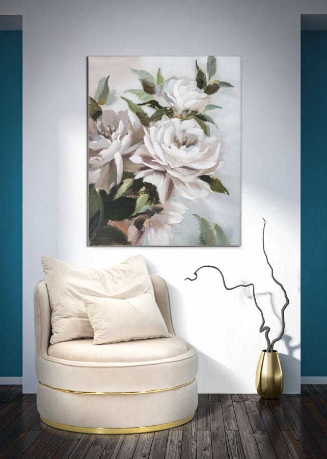 Mauro Ferretti HANDMADE WALL PAINTING FLOWER&LEAF CM 100X3,7X80