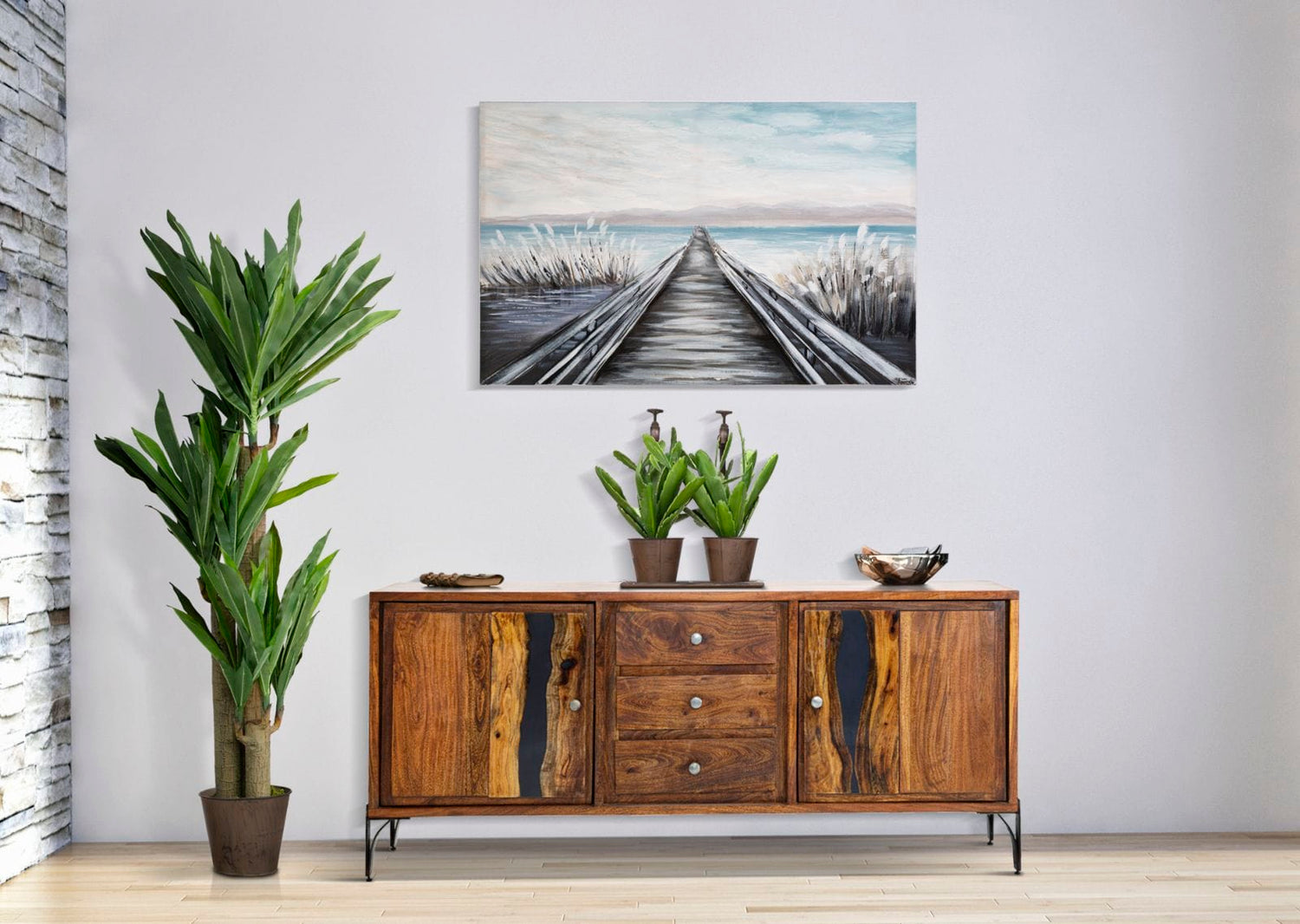 Mauro Ferretti HANDMADE WALL PAINTING PONTILE CM 120X3,8X80