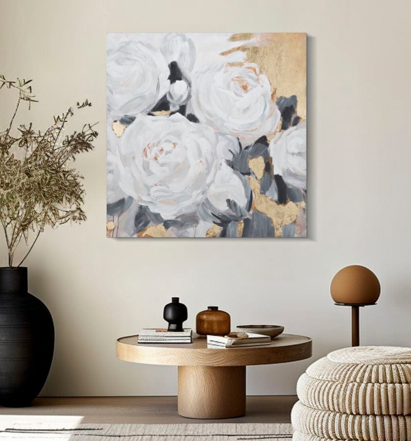 Mauro Ferretti HANDMADE WALL PAINTING WHITE FLOWER -A- CM 90X3,7X90