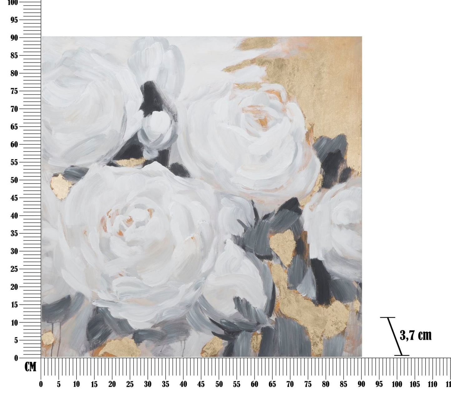 Mauro Ferretti HANDMADE WALL PAINTING WHITE FLOWER -A- CM 90X3,7X90