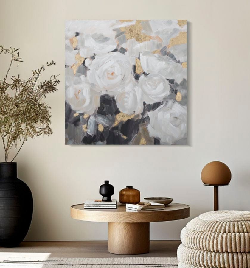 Mauro Ferretti HANDMADE WALL PAINTING WHITE FLOWER -B- CM 90X3,7X90