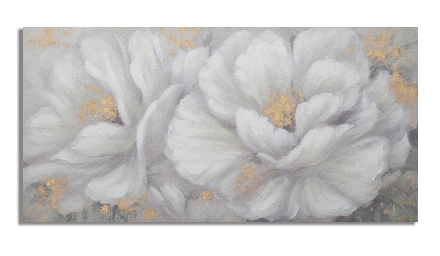 Mauro Ferretti HANDMADE WALL PAINTING WHITE/GOLD FLOWER CM 
 140X3,7X70