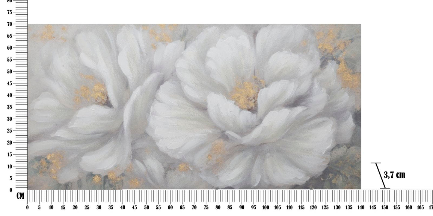 Mauro Ferretti HANDMADE WALL PAINTING WHITE/GOLD FLOWER CM 
 140X3,7X70