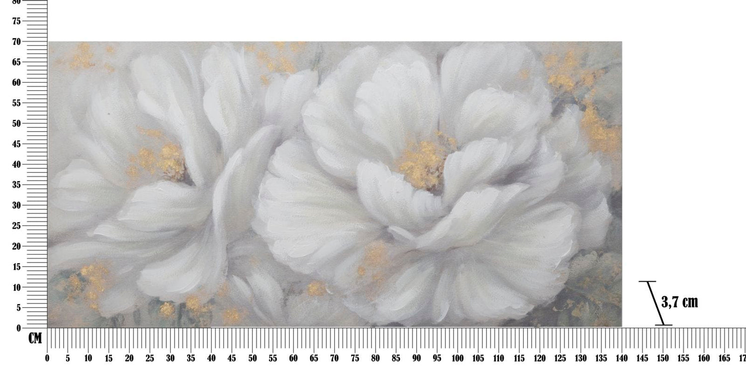 Mauro Ferretti HANDMADE WALL PAINTING WHITE/GOLD FLOWER CM 
 140X3,7X70
