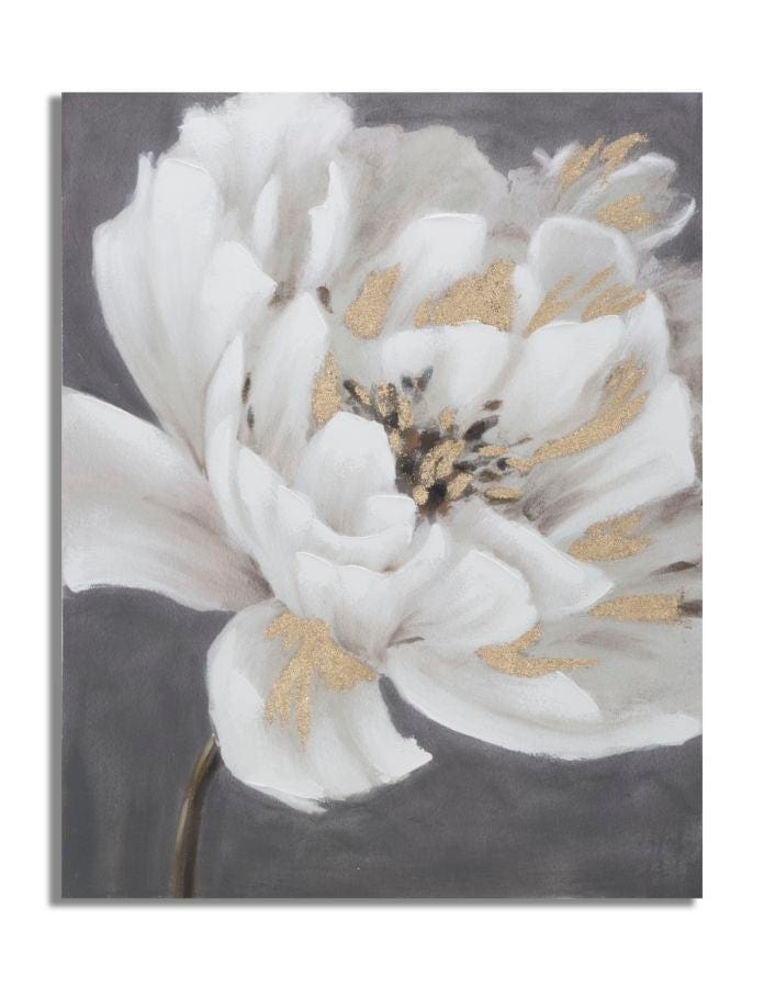 Mauro Ferretti HANDMADE WALL PAINTING WHITE/GOLD FLOWER CM 
 80X3,7X100