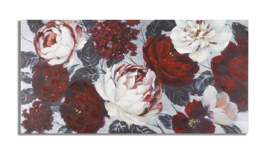 Mauro Ferretti HANDMADE WALL PAINTING WHITE/RED FLOWER DARKBACK CM
120X3,7X60