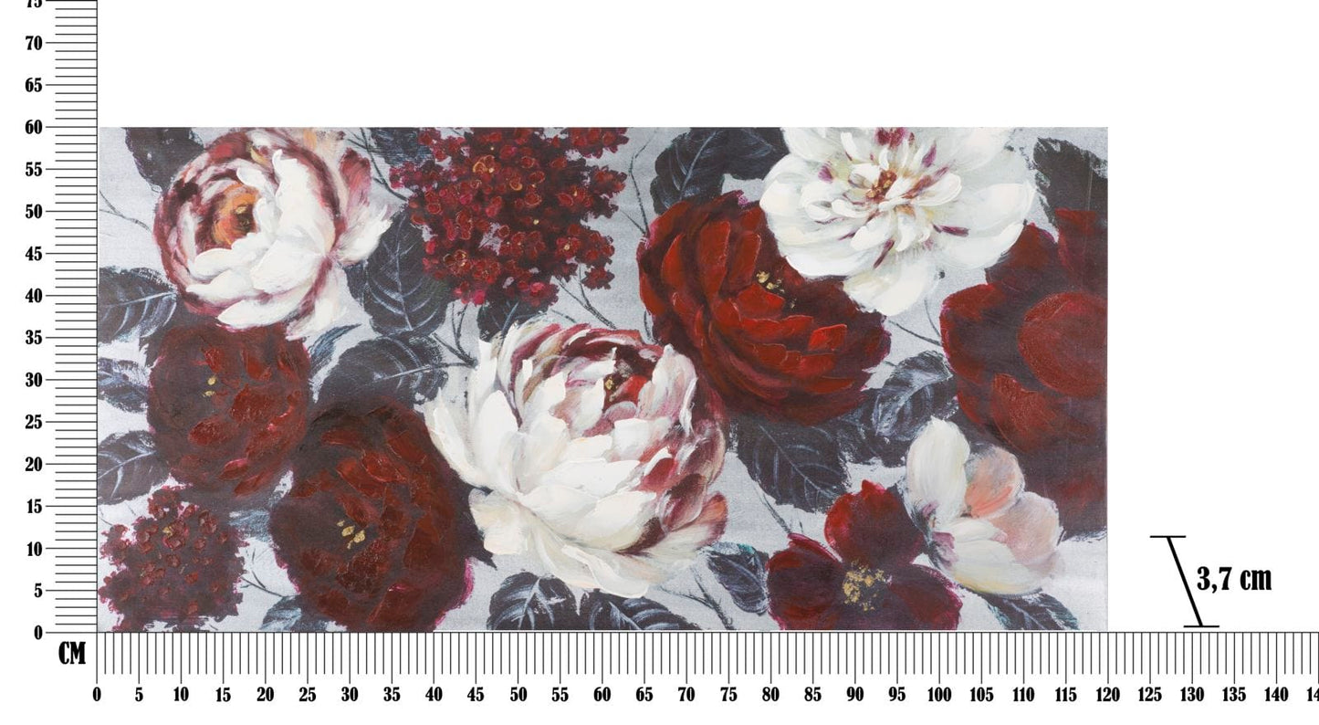 Mauro Ferretti HANDMADE WALL PAINTING WHITE/RED FLOWER DARKBACK CM 
 120X3,7X60